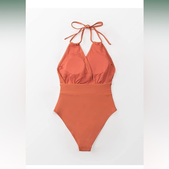 Cupshe Orange Halter Tie One-piece Swimsuit. #1 - Picture 3 of 13